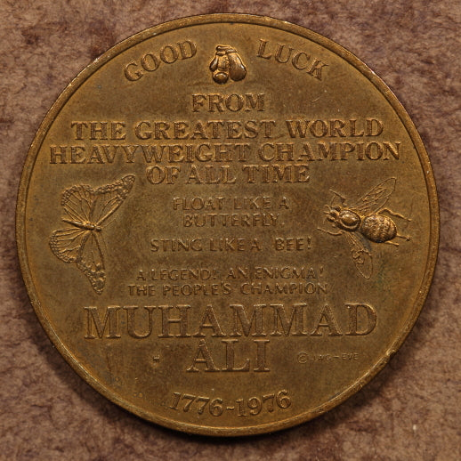 USA - Good Luck Bronze Medal 1974  "Muhammad Ali - Butterfly & Bee" - AU - 39mm