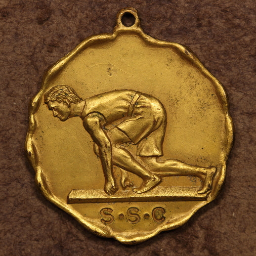 Early Gold Plated Track & Field Award Medal - 1st Place Running Broad Jump