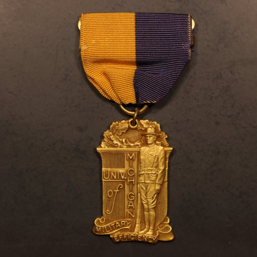 University of Michigan Gold Plated Award Medal "Military Efficiency" 1930-31