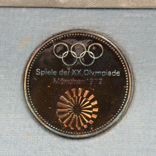 Germany 1972 Munich Olympics Official 4pc Pure Silver Medallion Set in Box