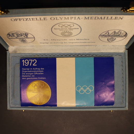 Germany 1972 Munich Olympics Official 4pc Pure Silver Medallion Set in Box