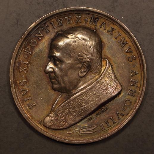 Pope Pius XI Silver Medal 1929 "Basilica - Cup - 50yrs" Anno VIII = 44mm - VF