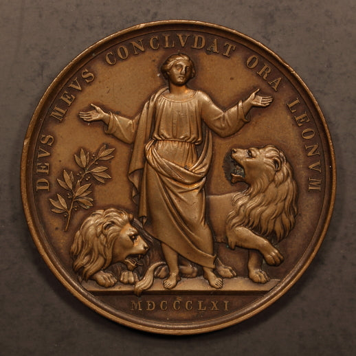 Papal States 1861 Bronze Medal Pope Pius IX - Daniel in the Lions Den 44mm - EF