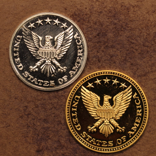 Martin Luther King Jr 1968 Medals - 34mm Silver & 36.5mm Gold Plate - 2pcs