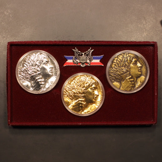 USA - Track & Field LA 1984 3pc Set - Gold, Silver, Bronze Torch Run Medallions