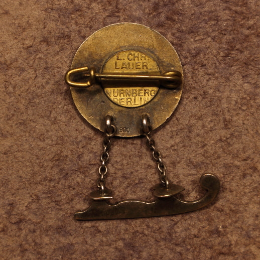 Germany, Berlin Ice Skate Club Enameled Pinback ND(c.1900s) Hanging Skate Blade