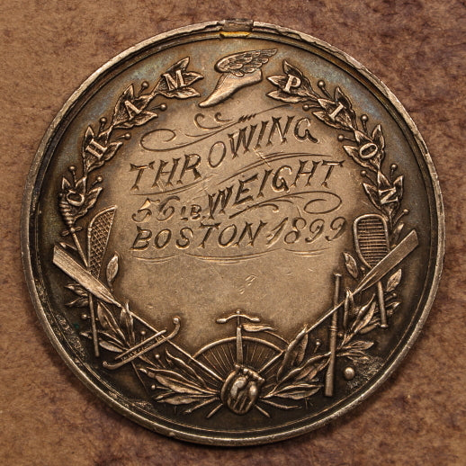 AAU Silver Award Medal "Champion Throwing 56LB Weight Boston 1899" - 45mm - EF