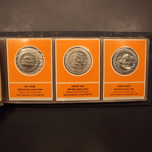 USA 1969 Franklin Proof Gaming Tokens in Original Cards - 24 Different Pieces