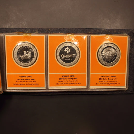 USA 1969 Franklin Proof Gaming Tokens in Original Cards - 24 Different Pieces