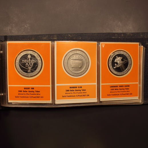 USA 1969 Franklin Proof Gaming Tokens in Original Cards - 24 Different Pieces