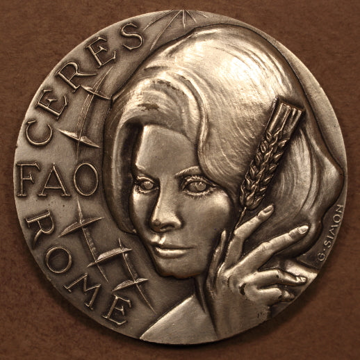 Italy - FAO 1951-1971 Silver Medal 68mm 209g Antiqued Matte Finish