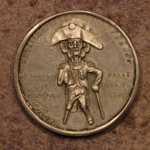 France 1858 Silver Satirical Medal "Napoleon I - Waterloo" - 35.5mm - AU
