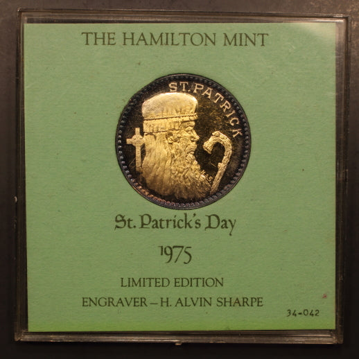 St. Patrick 1975 Medallic Silver Proof Crown by H.A.S in Original Holder