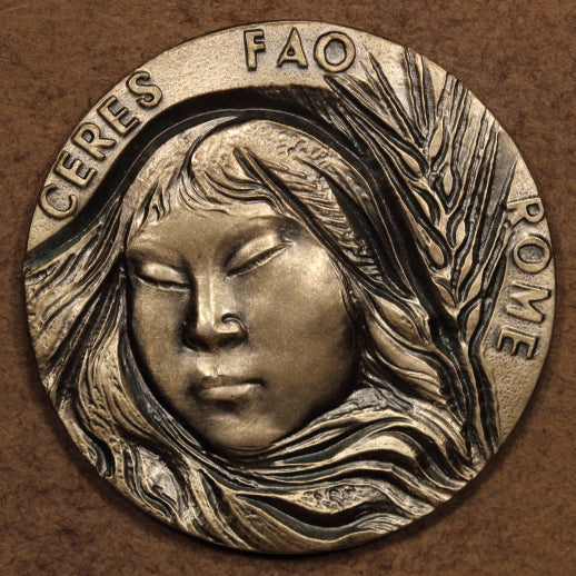 Cambodia ND(c.1970s) 50mm "FAO" Silver Medal 0.98 Fine - 46.5g  Antiqued Finish
