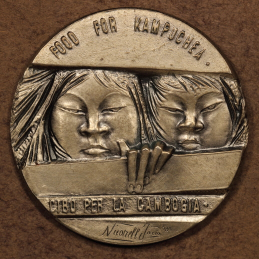 Cambodia ND(c.1970s) 50mm "FAO" Silver Medal 0.98 Fine - 46.5g  Antiqued Finish