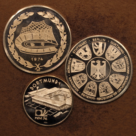 Germany World Cup - Lot of 3 Silver Medals - 2 x 41mm & 30mm - All Proof