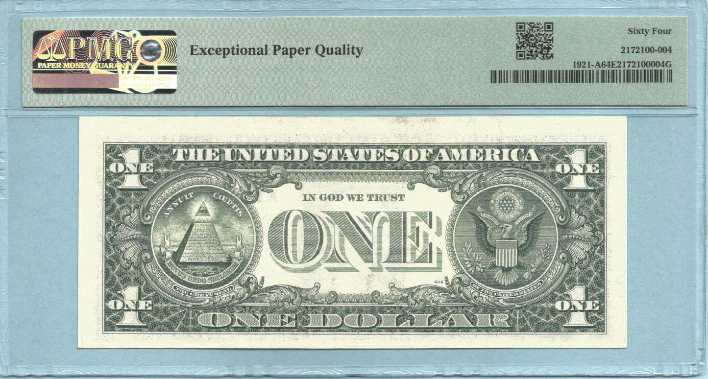 $1 Federal Reserve Note - 1995 - 1921-A* - PMG 64 EPQ - ERROR NOTE - Solid Star Error