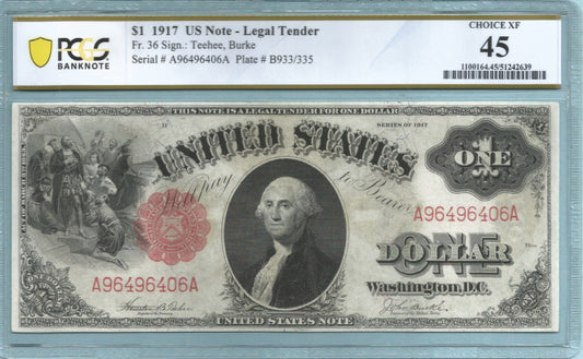 $1 Legal Tender Note 1917 - Fr#36 - PCGS 45