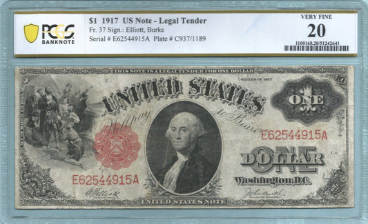 $1 Legal Tender Note 1917 - Fr#37 - PCGS 20