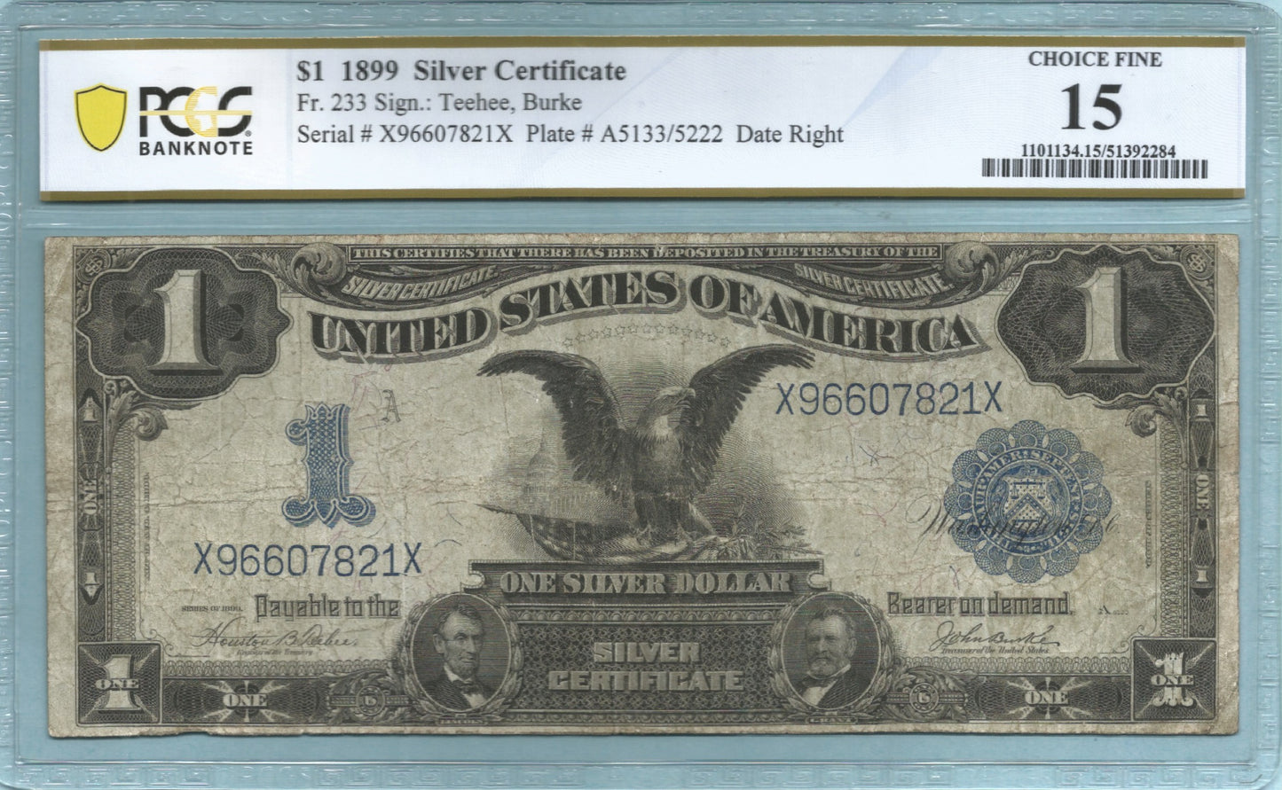 $1 Silver Certificate 1899 - Fr#233 - PCGS 15
