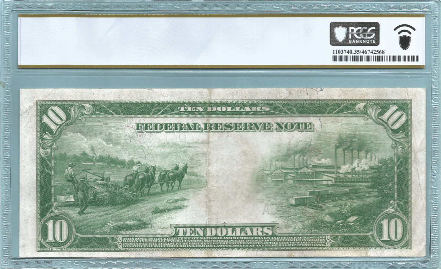 $10 Federal Reserve Note 1914 - Fr#919B - PCGS 35