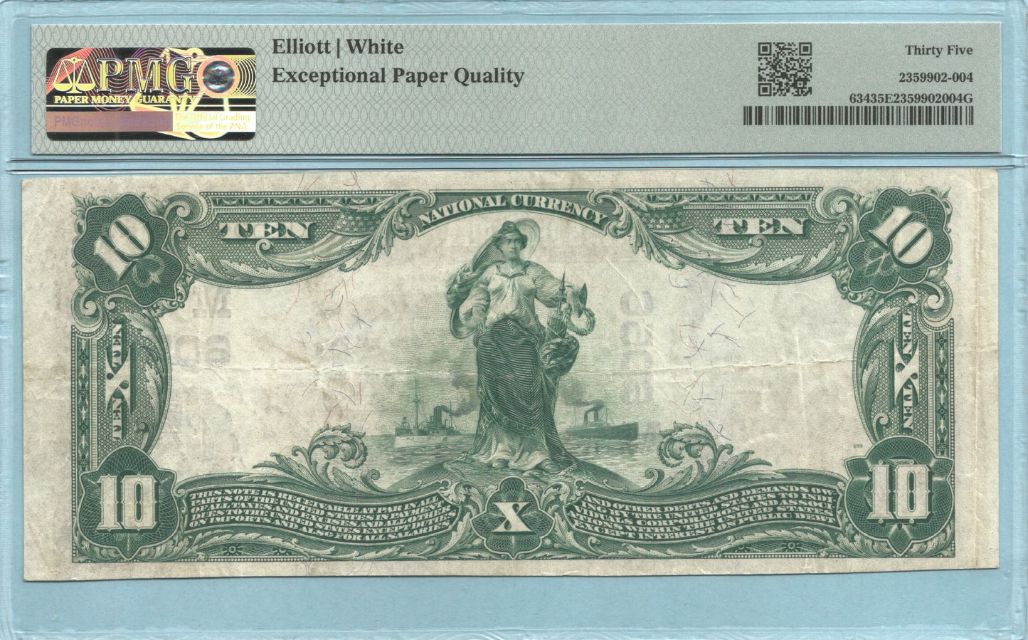 $10 National Currency 1902-PB - Ch#6056 - Farmers NB, Red Oak, IA - PMG 35 EPQ