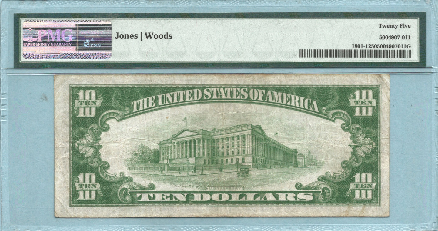 $10 National Currency 1929-T1 - Ch#11977 - Citizens NB, Hammond, LA - PMG 25