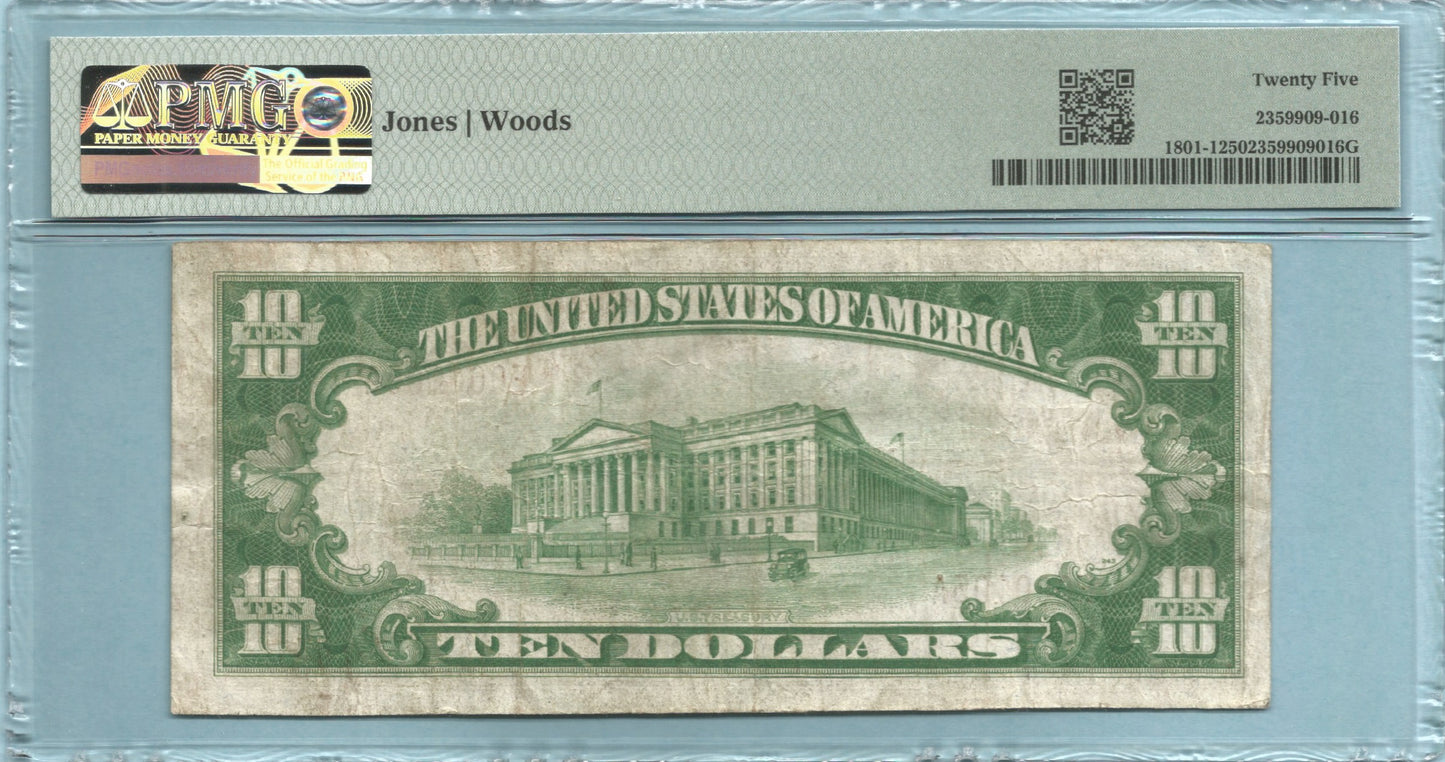 $10 National Currency 1929-T1 - Ch#1431 - 1st NB, Hagerstown, MD - PMG 25