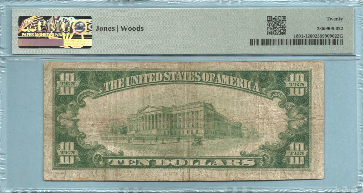 $10 National Currency 1929-T1 - Ch#5108 - 1st N Exchange Bank, Clayton, NY - PMG 20