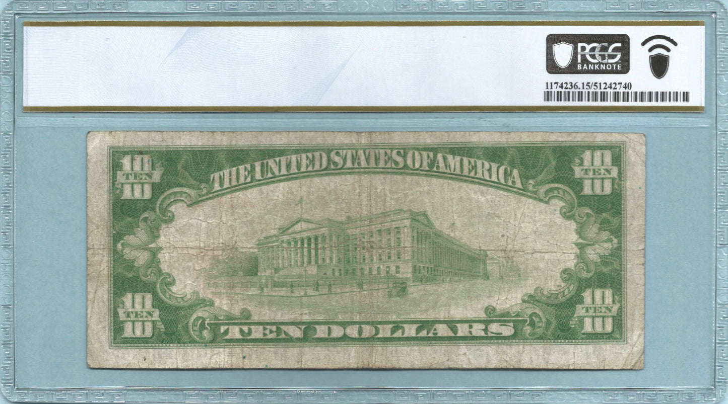 $10 National Currency 1929 -T1 - Ch#4462 - 1st NB, Sewickley, PA - PCGS 15
