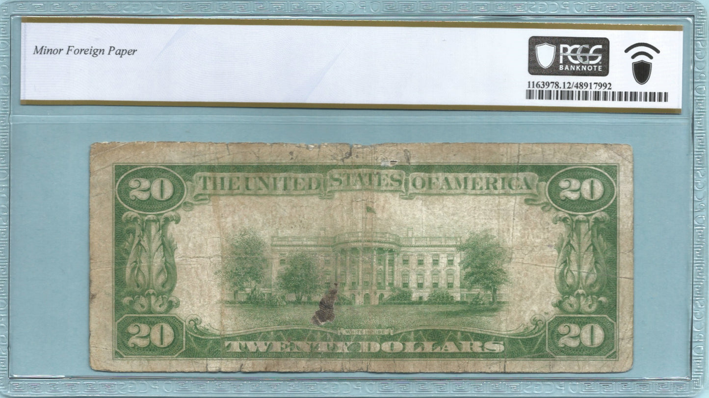 $20 National Currency 1929-T2 - Ch#7010 - Herring NB, Vernon, TX - PCGS 12