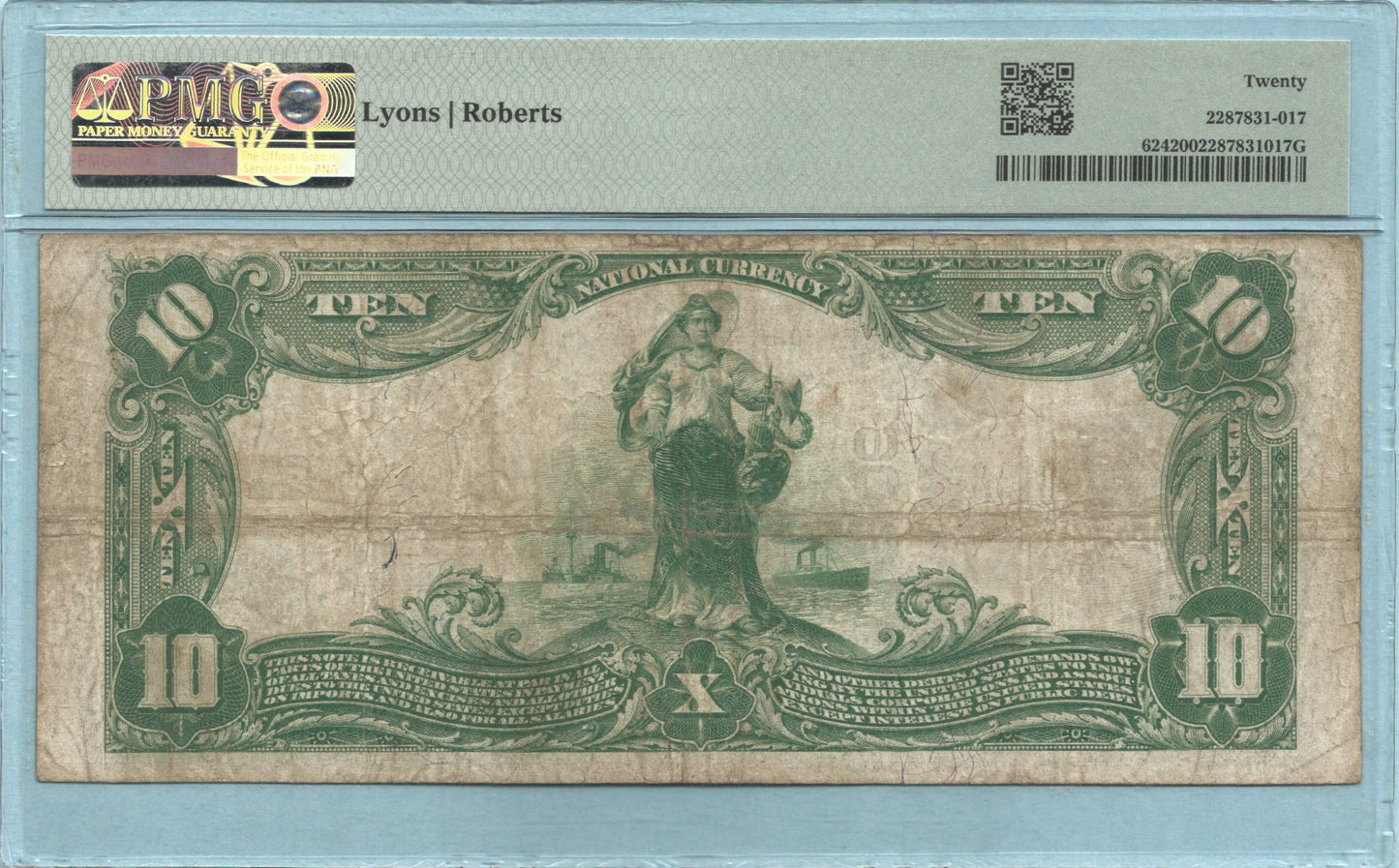 $10 National Currency 1902-PB - Ch#3106 - 1st Huntington NB, Huntington, WV - PMG 20