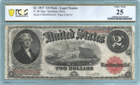 $2 Legal Tender Note 1917 - Fr#60 - PCGS 25