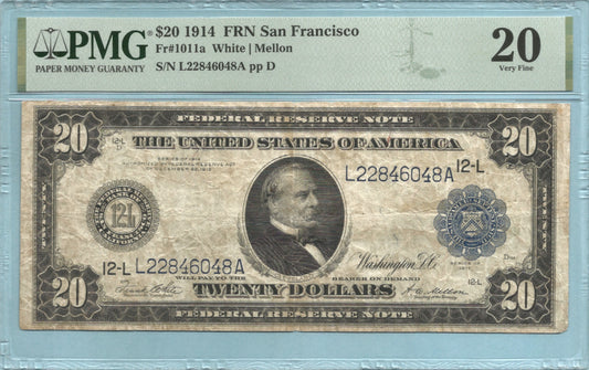 $20 Federal Reserve Note - 1914- Fr#1011a - PMG 20 - (L)San Francisco