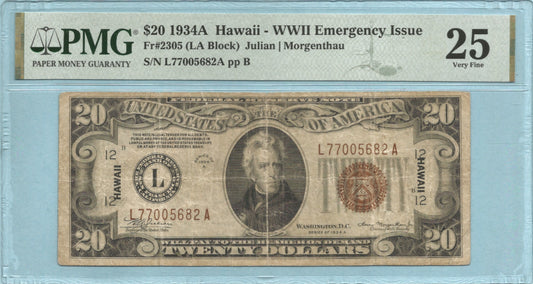 $20 Hawaii Issue 1934-A - Fr#2305 - PMG 25