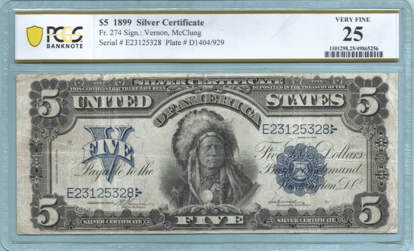 $5 Silver Certificate 1899 - Fr#274 - PCGS 25