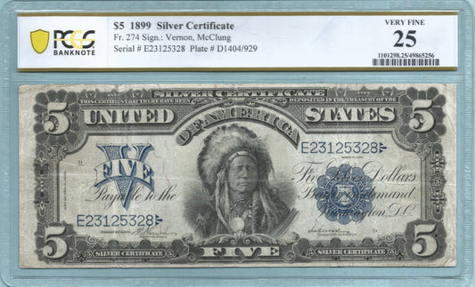 $5 Silver Certificate 1899 - Fr#274 - PCGS 25