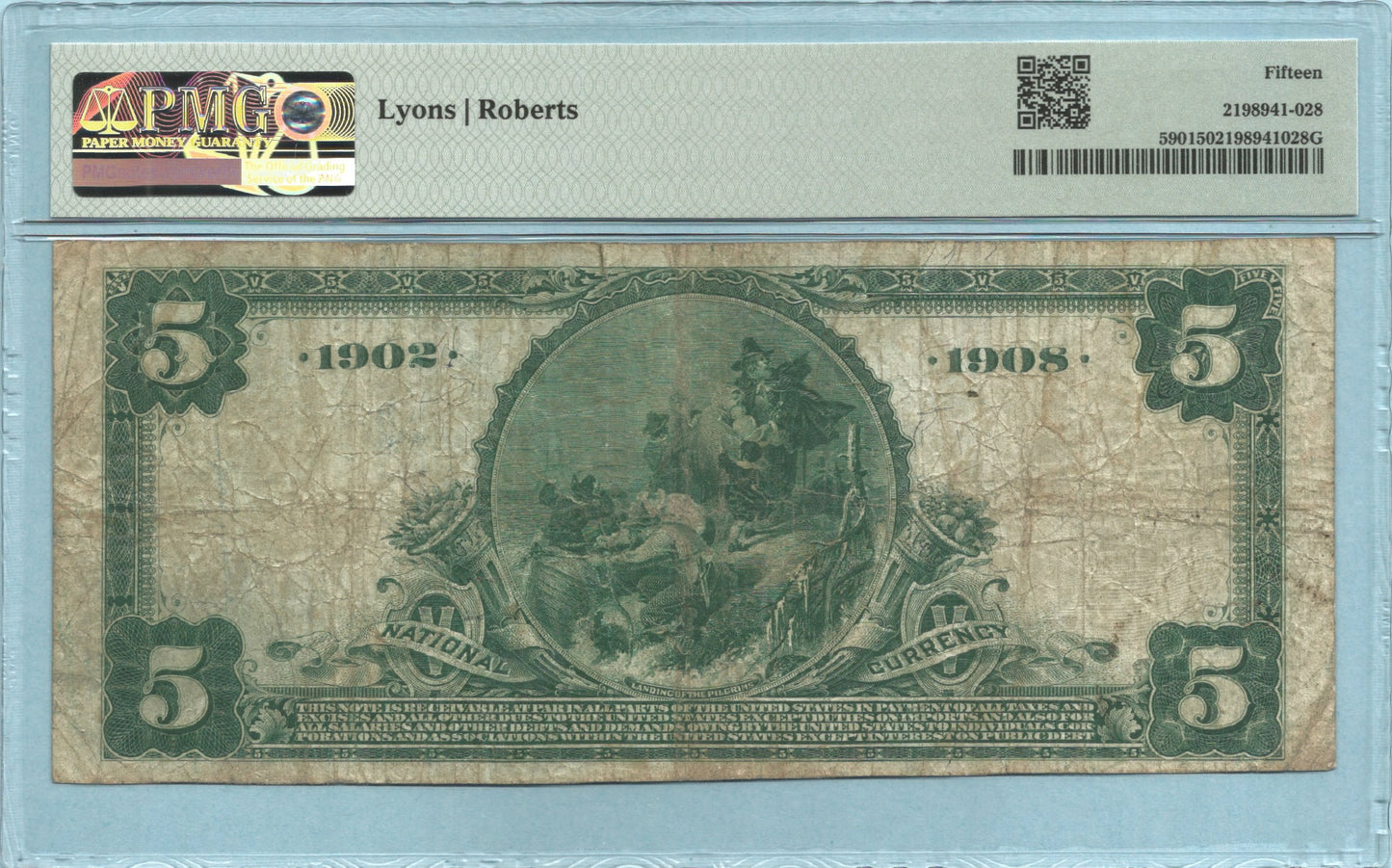 $5 National Currency 1902-DB - Ch#6771 - 1st NB, Logan, IA - PMG 15