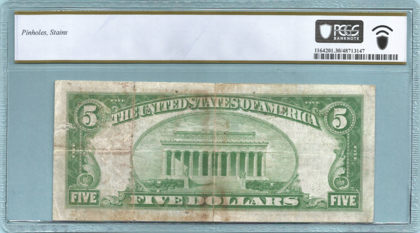 $5 National Currency 1929-T1 - Ch#934 - Southbridge NB, Southbridge, MA - PCGS 30