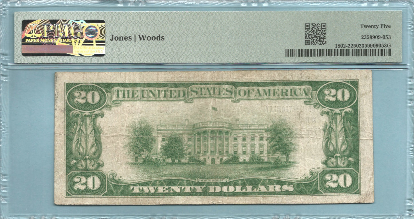 $20 National Currency 1929-T2 - Ch#1148 - Montgomery NB, Norristown, PA - PMG 25