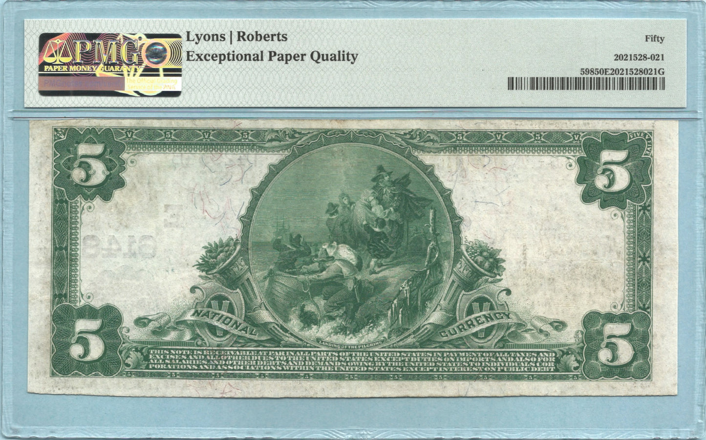 $5 National Currency 1902-PB - Ch#6148 - Silver Springs NB, Silver Springs, NY - PMG 50 EPQ