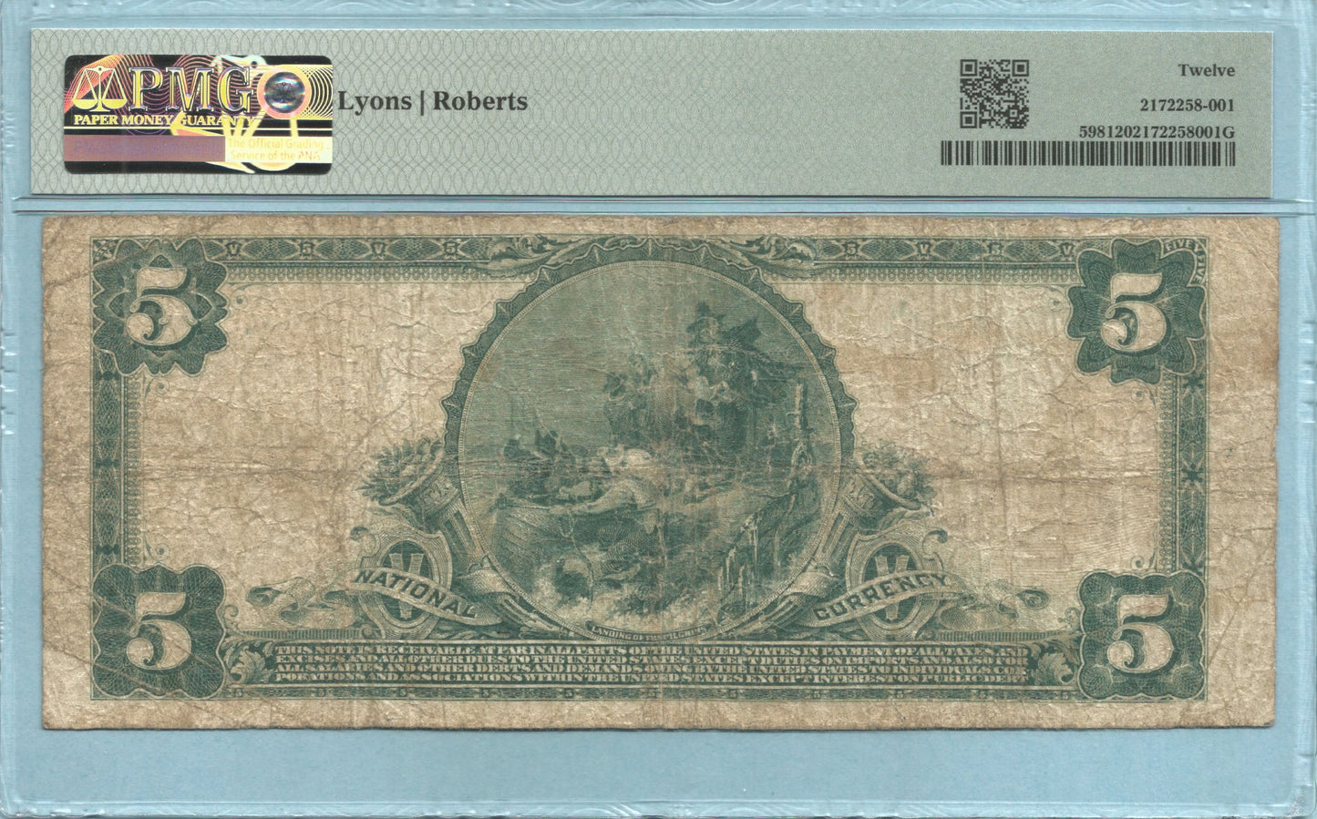 $5 - National Currency 1902-PB - Ch#7202 - 1st NB, Sonora, CA - PMG 12