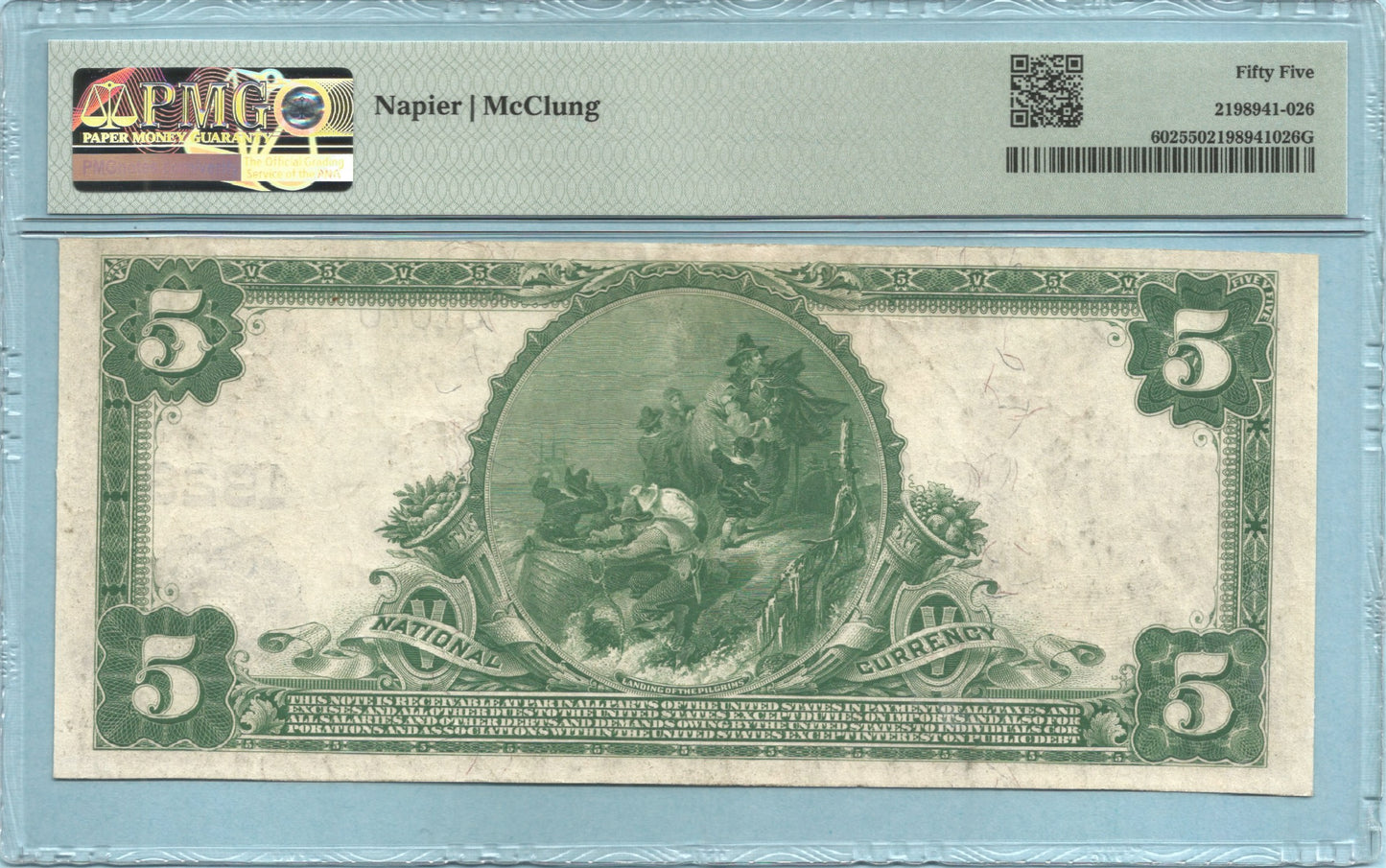 $5 National Currency 1902-PB - Ch#1928 - Farmers & Mechanics NB, Washington, DC - PMG 55