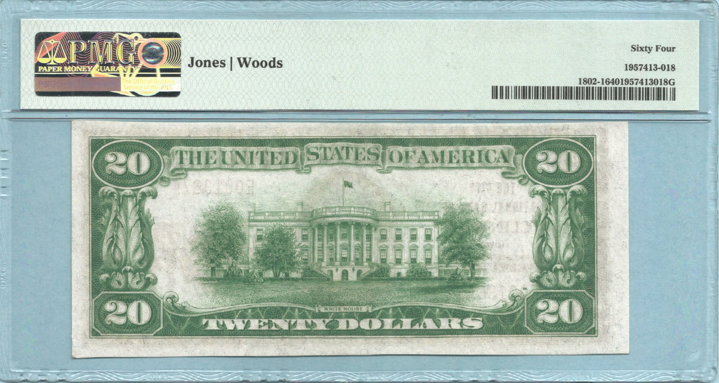 $20 National Currency 1929-T1 - Ch#2469 - City NB, Clinton, IA - PMG 64