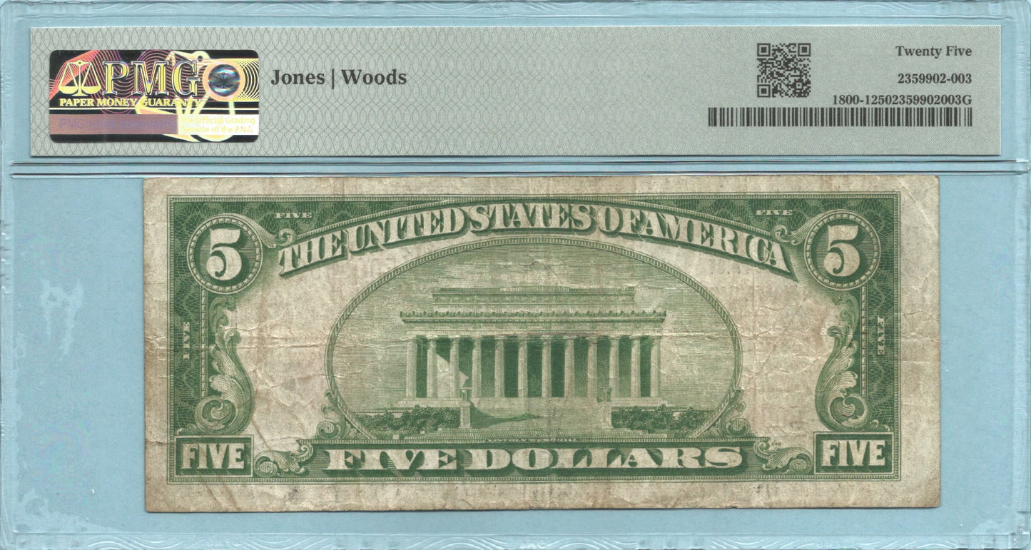 $5 National Currency 1929-T1 - Ch#12000 - 1st NB, Coulterville, IL - PMG 20