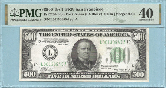 $500 Federal Reserve Note 1934 - Fr#2201-L - DGS - PMG 40