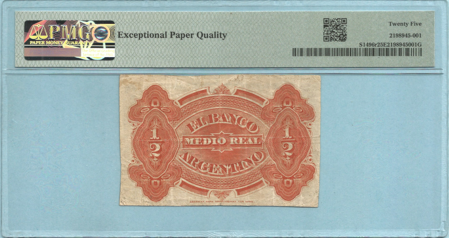 Argentina - Banco Argentino 1/2 Real - 1.7.1973 - P#S1496r - PMG 25 EPQ