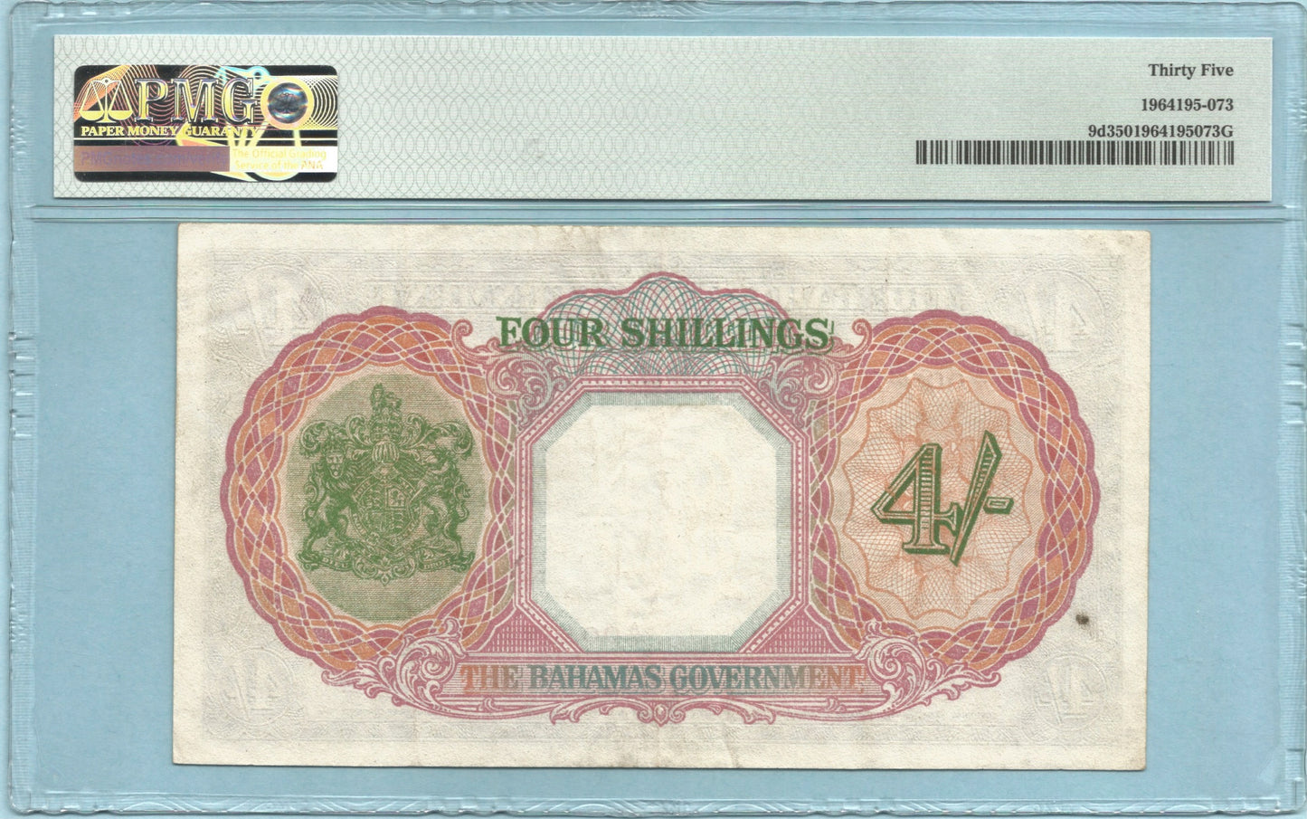 Bahamas 4 Shillings - 1936(ND 1945-46) - P#9d - PMG 35