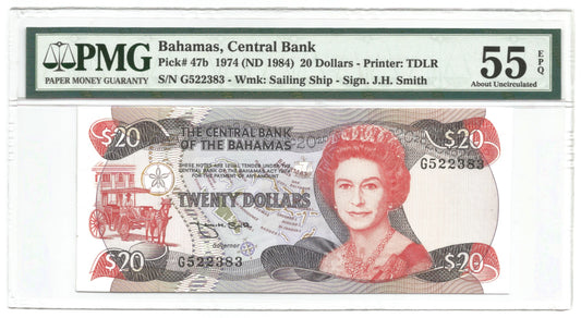 Bahamas 20 Dollars L.1974(1984) - P#47b - PMG 55 EPQ