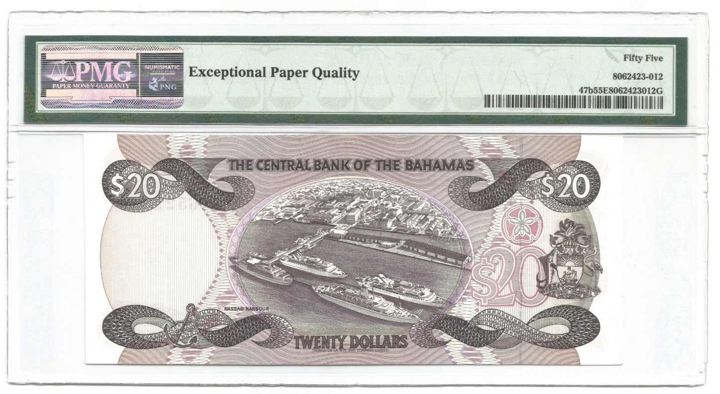 Bahamas 20 Dollars L.1974(1984) - P#47b - PMG 55 EPQ